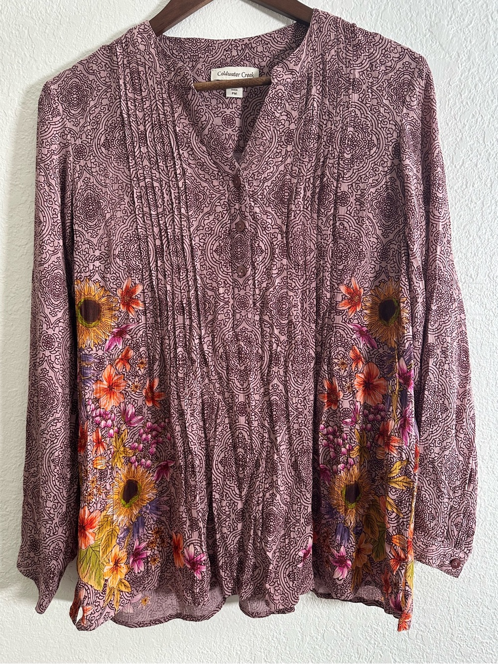 Coldwater Creek Pintuck Henley Tunic Size Petite M